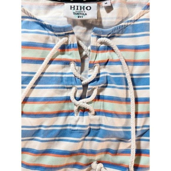 HiHo Striped Print Rope Tie Cotton/Spandex Dress Med Sailing Outfit Short Sleeve - Picture 5 of 10